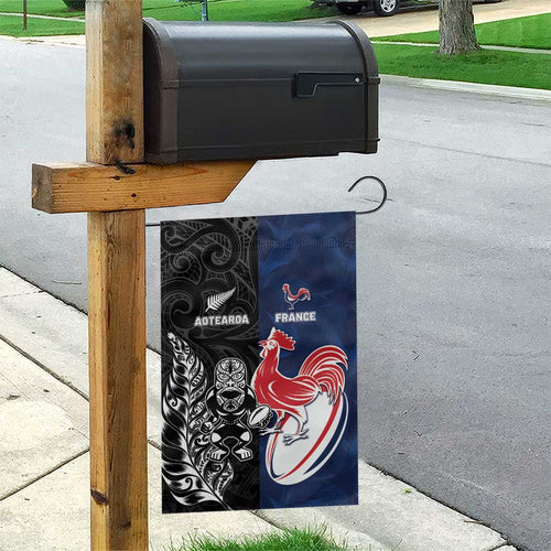 France And New Zealand Rugby Garden Flag Les Bleus Rooster With Maori Tiki - Aussie Hoodie