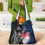 France And New Zealand Rugby Grocery Bag Les Bleus Rooster With Maori Tiki - Aussie Hoodie