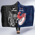 France And New Zealand Rugby Hooded Blanket Les Bleus Rooster With Maori Tiki - Aussie Hoodie