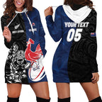 France And New Zealand Rugby Custom Hoodie Dress Les Bleus Rooster With Maori Tiki - Aussie Hoodie
