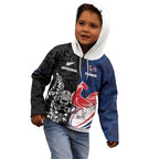 France And New Zealand Rugby Custom Kid Hoodie Les Bleus Rooster With Maori Tiki - Aussie Hoodie