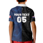 France And New Zealand Rugby Custom Kid Polo Shirt Les Bleus Rooster With Maori Tiki - Aussie Hoodie