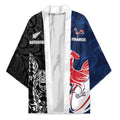 France And New Zealand Rugby Custom Kimono Les Bleus Rooster With Maori Tiki - Aussie Hoodie