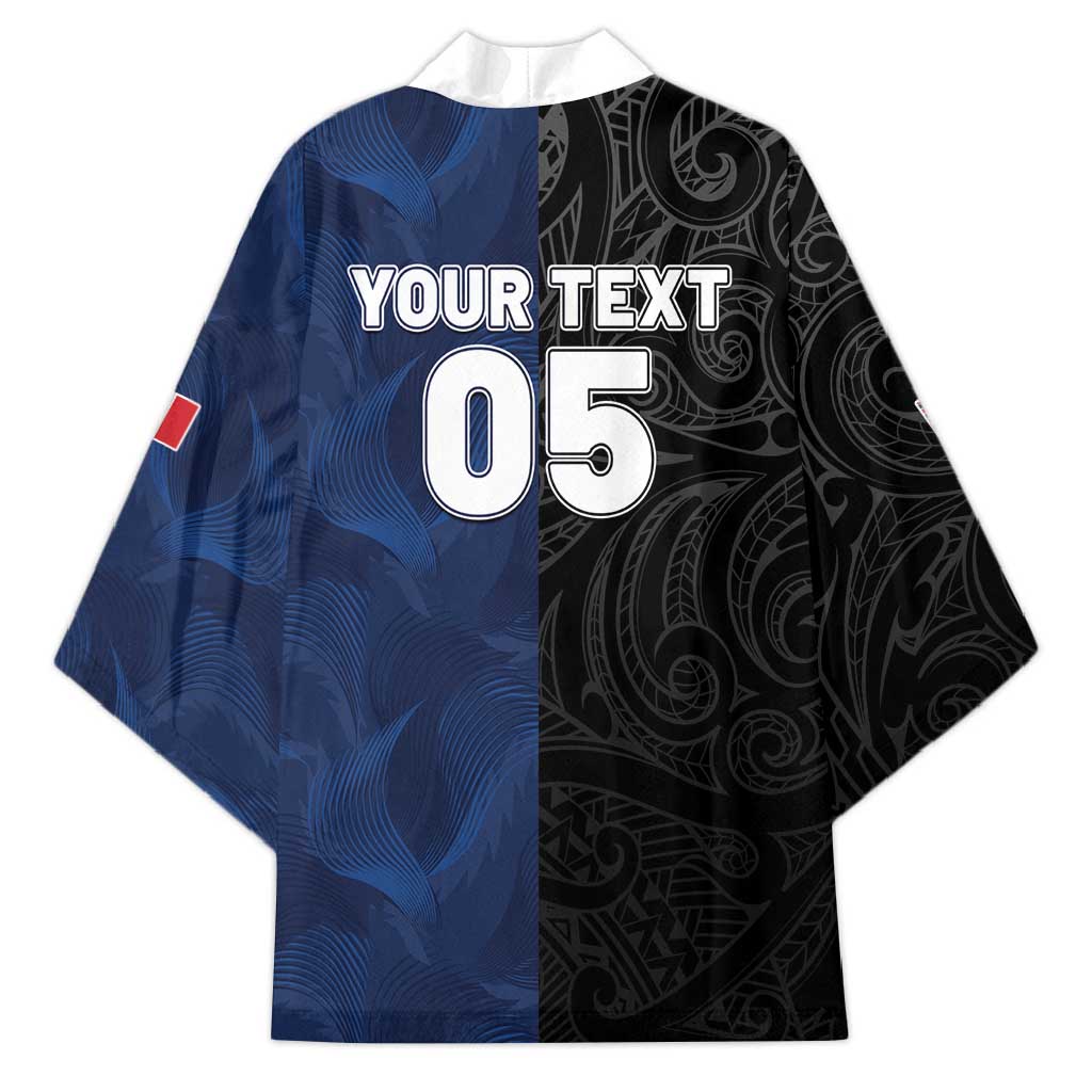 France And New Zealand Rugby Custom Kimono Les Bleus Rooster With Maori Tiki - Aussie Hoodie
