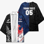 France And New Zealand Rugby Custom Kimono Les Bleus Rooster With Maori Tiki - Aussie Hoodie