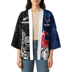 France And New Zealand Rugby Custom Kimono Les Bleus Rooster With Maori Tiki - Aussie Hoodie