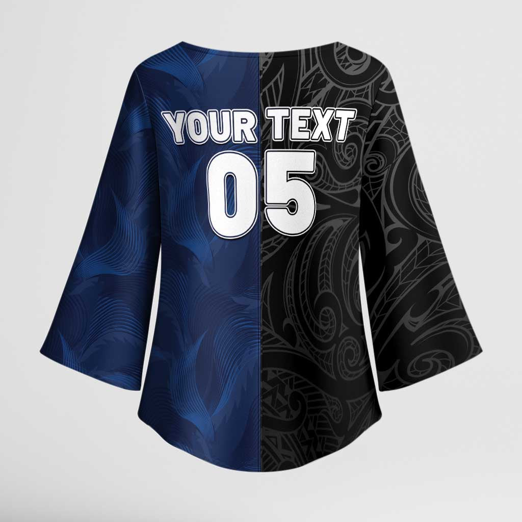 France And New Zealand Rugby Custom Kimono Sleeve Blouse Les Bleus Rooster With Maori Tiki - Aussie Hoodie