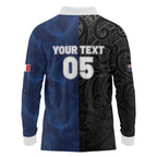 France And New Zealand Rugby Custom Long Sleeve Polo Shirt Les Bleus Rooster With Maori Tiki - Aussie Hoodie