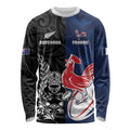 France And New Zealand Rugby Custom Long Sleeve Shirt Les Bleus Rooster With Maori Tiki - Aussie Hoodie