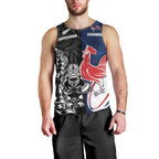 France And New Zealand Rugby Custom Men Tank Top Les Bleus Rooster With Maori Tiki - Aussie Hoodie