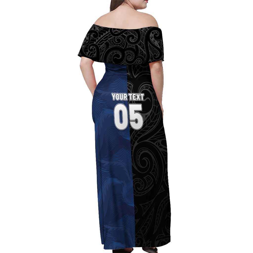 France And New Zealand Rugby Custom Off Shoulder Maxi Dress Les Bleus Rooster With Maori Tiki - Aussie Hoodie