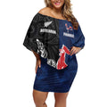 France And New Zealand Rugby Custom Off Shoulder Short Dress Les Bleus Rooster With Maori Tiki - Aussie Hoodie