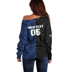 France And New Zealand Rugby Custom Off Shoulder Sweater Les Bleus Rooster With Maori Tiki - Aussie Hoodie