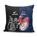 France And New Zealand Rugby Pillow Cover Les Bleus Rooster With Maori Tiki - Aussie Hoodie