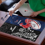 France And New Zealand Rugby Puzzle Les Bleus Rooster With Maori Tiki - Aussie Hoodie