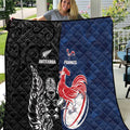 France And New Zealand Rugby Quilt Les Bleus Rooster With Maori Tiki - Aussie Hoodie