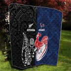 France And New Zealand Rugby Quilt Les Bleus Rooster With Maori Tiki - Aussie Hoodie