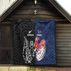 France And New Zealand Rugby Quilt Les Bleus Rooster With Maori Tiki - Aussie Hoodie