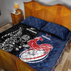 France And New Zealand Rugby Quilt Bed Set Les Bleus Rooster With Maori Tiki - Aussie Hoodie