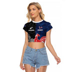 France And New Zealand Rugby Custom Raglan Cropped T Shirt Les Bleus Rooster With Maori Tiki - Aussie Hoodie