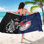 France And New Zealand Rugby Sarong Les Bleus Rooster With Maori Tiki - Aussie Hoodie
