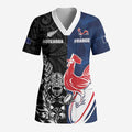 France And New Zealand Rugby Custom Scrub Top Les Bleus Rooster With Maori Tiki - Aussie Hoodie