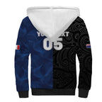 France And New Zealand Rugby Custom Sherpa Hoodie Les Bleus Rooster With Maori Tiki - Aussie Hoodie