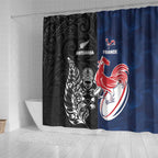 France And New Zealand Rugby Shower Curtain Les Bleus Rooster With Maori Tiki - Aussie Hoodie