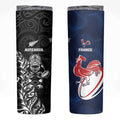 France And New Zealand Rugby Custom Skinny Tumbler Les Bleus Rooster With Maori Tiki - Aussie Hoodie