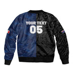 France And New Zealand Rugby Custom Sleeve Zip Bomber Jacket Les Bleus Rooster With Maori Tiki - Aussie Hoodie