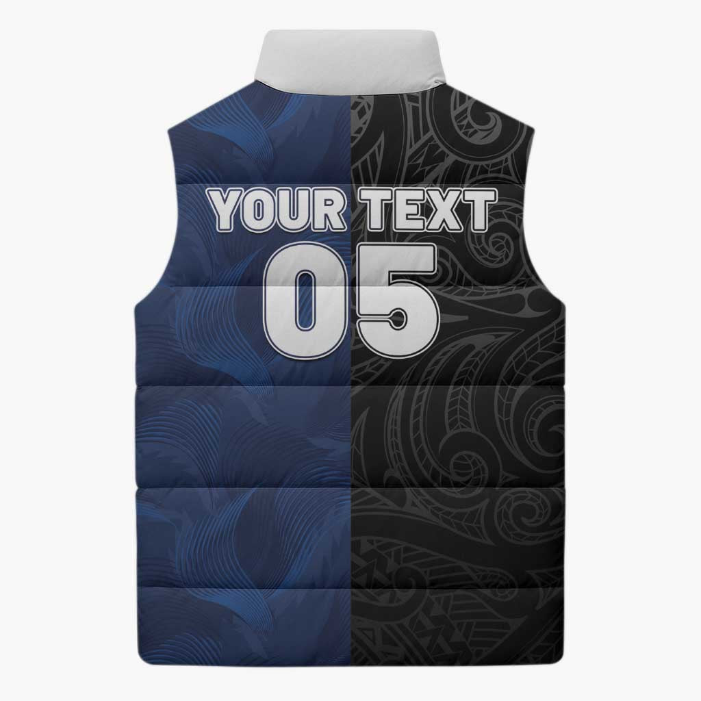 France And New Zealand Rugby Custom Sleeveless Puffer Jacket Les Bleus Rooster With Maori Tiki - Aussie Hoodie