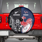France And New Zealand Rugby Spare Tire Cover Les Bleus Rooster With Maori Tiki - Aussie Hoodie