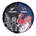 France And New Zealand Rugby Spare Tire Cover Les Bleus Rooster With Maori Tiki - Aussie Hoodie