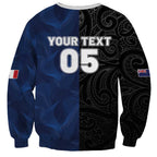 France And New Zealand Rugby Custom Sweatshirt Les Bleus Rooster With Maori Tiki - Aussie Hoodie