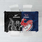 France And New Zealand Rugby Tablecloth Les Bleus Rooster With Maori Tiki - Aussie Hoodie