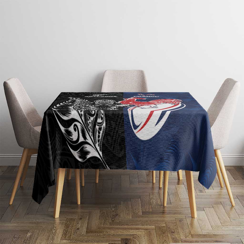 France And New Zealand Rugby Tablecloth Les Bleus Rooster With Maori Tiki - Aussie Hoodie