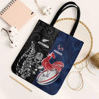 France And New Zealand Rugby Tote Bag Les Bleus Rooster With Maori Tiki - Aussie Hoodie
