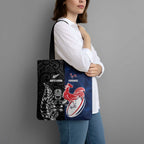 France And New Zealand Rugby Tote Bag Les Bleus Rooster With Maori Tiki - Aussie Hoodie