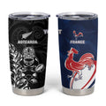 France And New Zealand Rugby Custom Tumbler Cup Les Bleus Rooster With Maori Tiki - Aussie Hoodie