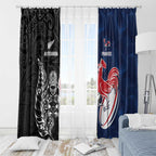 France And New Zealand Rugby Window Curtain Les Bleus Rooster With Maori Tiki - Aussie Hoodie
