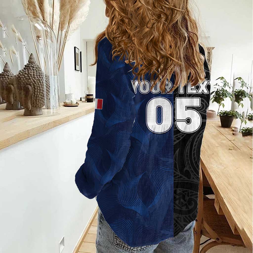 France And New Zealand Rugby Custom Women Casual Shirt Les Bleus Rooster With Maori Tiki - Aussie Hoodie
