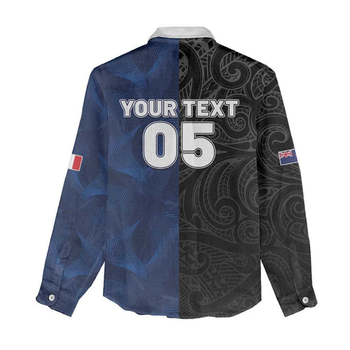 France And New Zealand Rugby Custom Women Casual Shirt Les Bleus Rooster With Maori Tiki - Aussie Hoodie