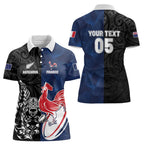 France And New Zealand Rugby Custom Women Polo Shirt Les Bleus Rooster With Maori Tiki - Aussie Hoodie