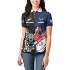 France And New Zealand Rugby Custom Women Polo Shirt Les Bleus Rooster With Maori Tiki - Aussie Hoodie