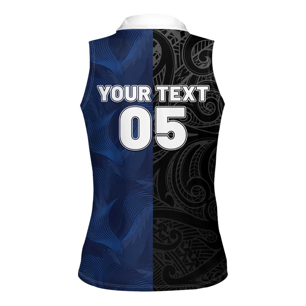 France And New Zealand Rugby Custom Women Sleeveless Polo Shirt Les Bleus Rooster With Maori Tiki - Aussie Hoodie