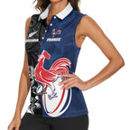 France And New Zealand Rugby Custom Women Sleeveless Polo Shirt Les Bleus Rooster With Maori Tiki - Aussie Hoodie