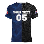 France And New Zealand Rugby Custom Women V-Neck T-Shirt Les Bleus Rooster With Maori Tiki - Aussie Hoodie