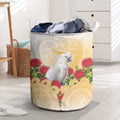 New Zealand Aotearoa Cockatoo Laundry Basket Maori Pattern With Pohutukawa Flowers