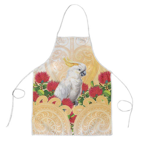 New Zealand Aotearoa Cockatoo Apron Maori Pattern With Pohutukawa Flowers