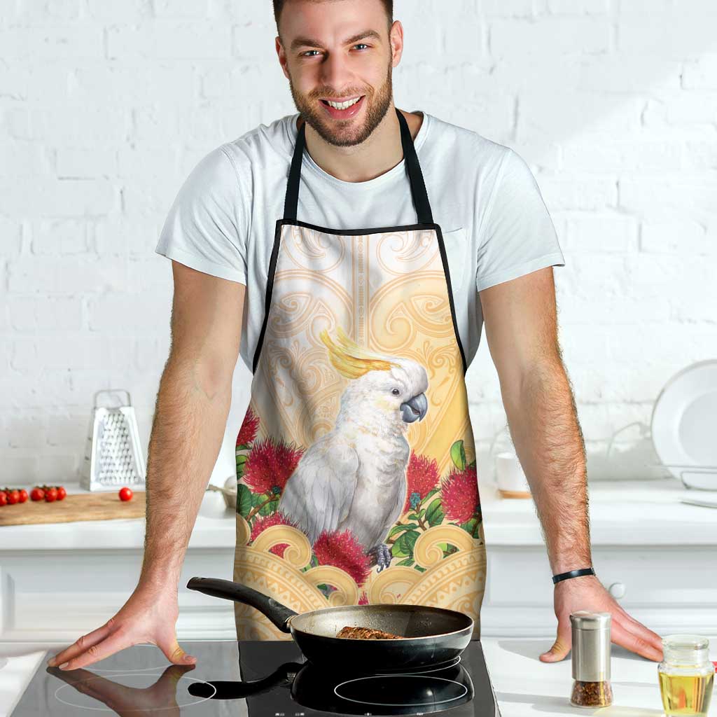 New Zealand Aotearoa Cockatoo Apron Maori Pattern With Pohutukawa Flowers